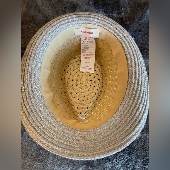 Catimini Ear-topped Straw Hat in beige pink and silver size 2-3T (49cm) - Picture 4 of 4